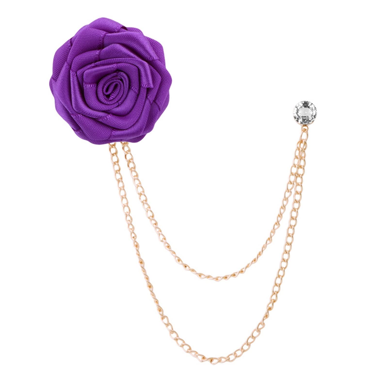 Bräutigam Hochzeit Tuch Kunst handgemachte Rose Blume Brosche Anstecknadel Abzeichen Quaste Kette Herren Anzug Zubehör