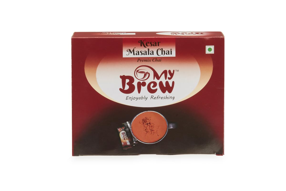My Brew Kesar Masala Chai | Box of 10 Premix Sachet x 25 gms Each (250 gms) | Home Style Kesar Tea with Real Milk & Saffron | Diabetic Friendly Instant Milk Chai Premix with No Added Sweeteners-image-27