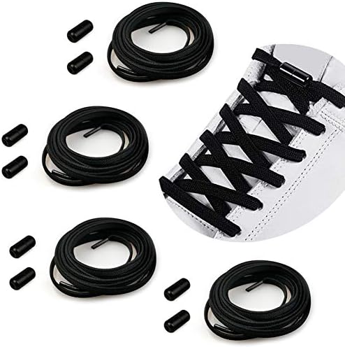 No Tie Elastic Laces for Trainers Adults/Kids Flat Elastic Shoe Laces - Elastic Running Shoe Laces Metal Lock Tieless Shoe Laces for All Shoes - Shoelaces Replacements - Universal Shoelace
