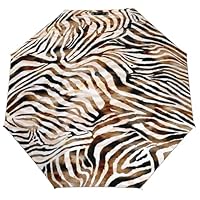 Buewutiry Compact Umbrella for Rain - Watercolor Zebra Portable 3 Folding Small Umbrella for Sun Travel Umbrella Compact for Women Men with Travel Essentials