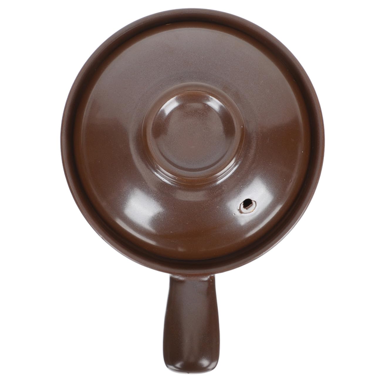 Cazuela de Barro de Arcilla Asa y Tapa Ventilada 950 Ml | Acabado Café, Superficie Lisa, Moldeado Sola Pieza, para Casa y Tienda de Alimentos