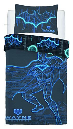 Batman Wayne Industries Teenagers Bold Duvet Quilt Covers with Pillowcases (Single)