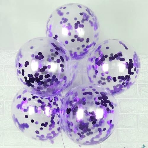 Image of AMFIN (Pack of 50) Confetti Balloons with Matching Ribbion, Party Decoration Items - Purple