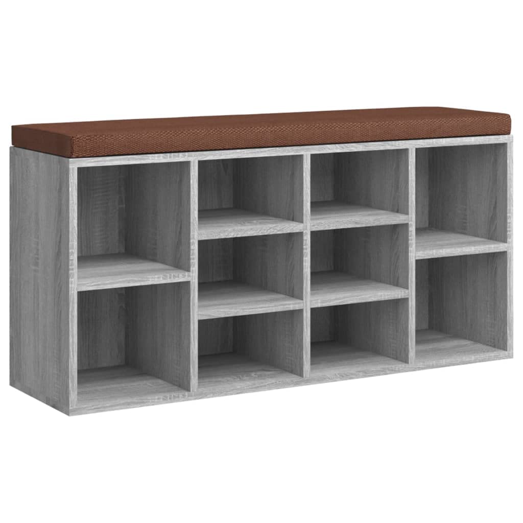 Banc à chaussures scandinave gris Sonoma 103cm avec assise rembourrée pour entrée