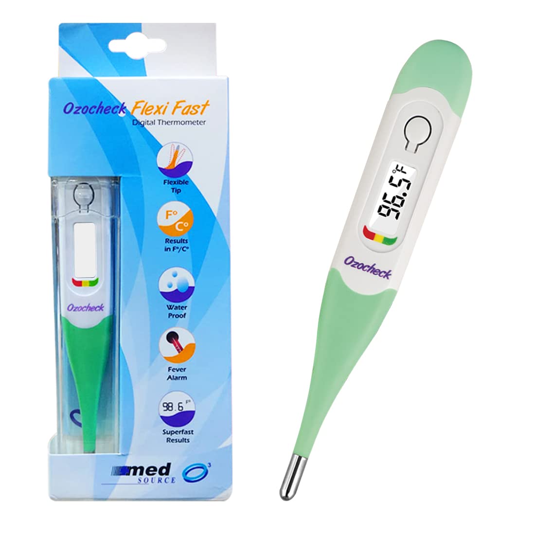 Ozocheck Digital Thermometer with Flexible Tip Fever Alarm & Beep