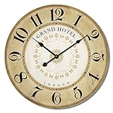 Alice's Collection – Reloj de Pared Redondo Grande de Madera Vintage Época MDF – Reloj Estilo Shabby Chic Válido para Salón Comedor Cocina y Dormitorio | Diámetro 60cm (NO9)