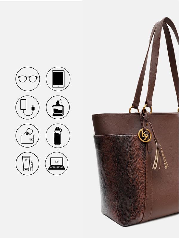 Image of Kazo Karl Tote | Premium Faux Leather Handbag for Women | Minimalist Structured Shopper for Work & Transit