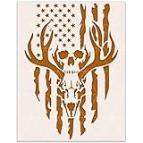 Deer Skull Flag Stencil - Reusable for Painting Crafts and Decor - 10 mil Mylar (16'H x 11'W)