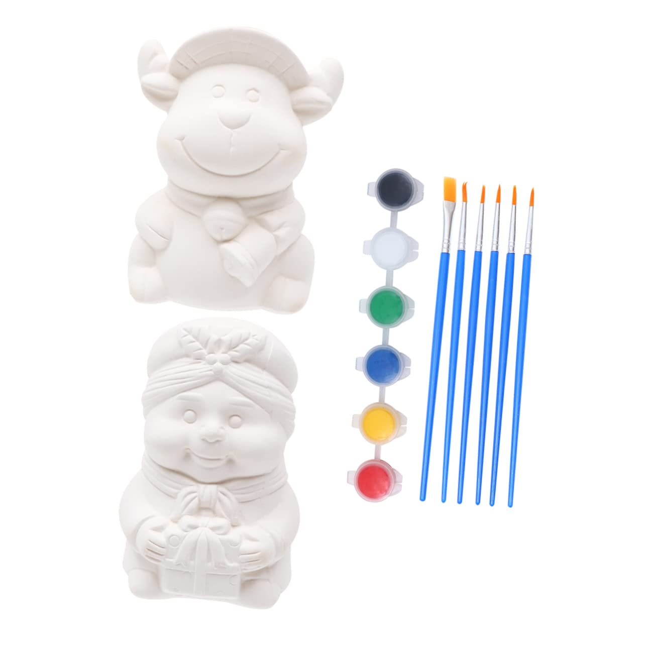 Abaodam 2 Stück Selbstgemacht Statuen aus Keramik zum Malen Handbemalte Weihnachtsdekoration mit Realistischem Look