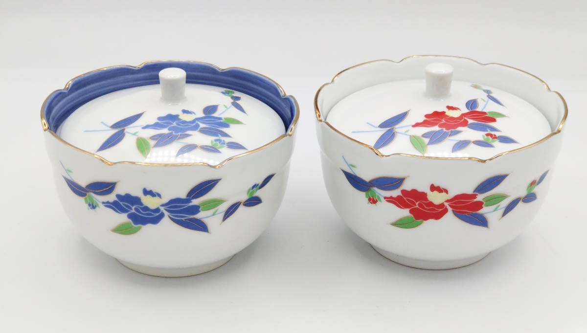 Amazon.co.jp: 品錦松梅 旭翁創製 西峰庵作 花柄 蓋付き陶器2個セット