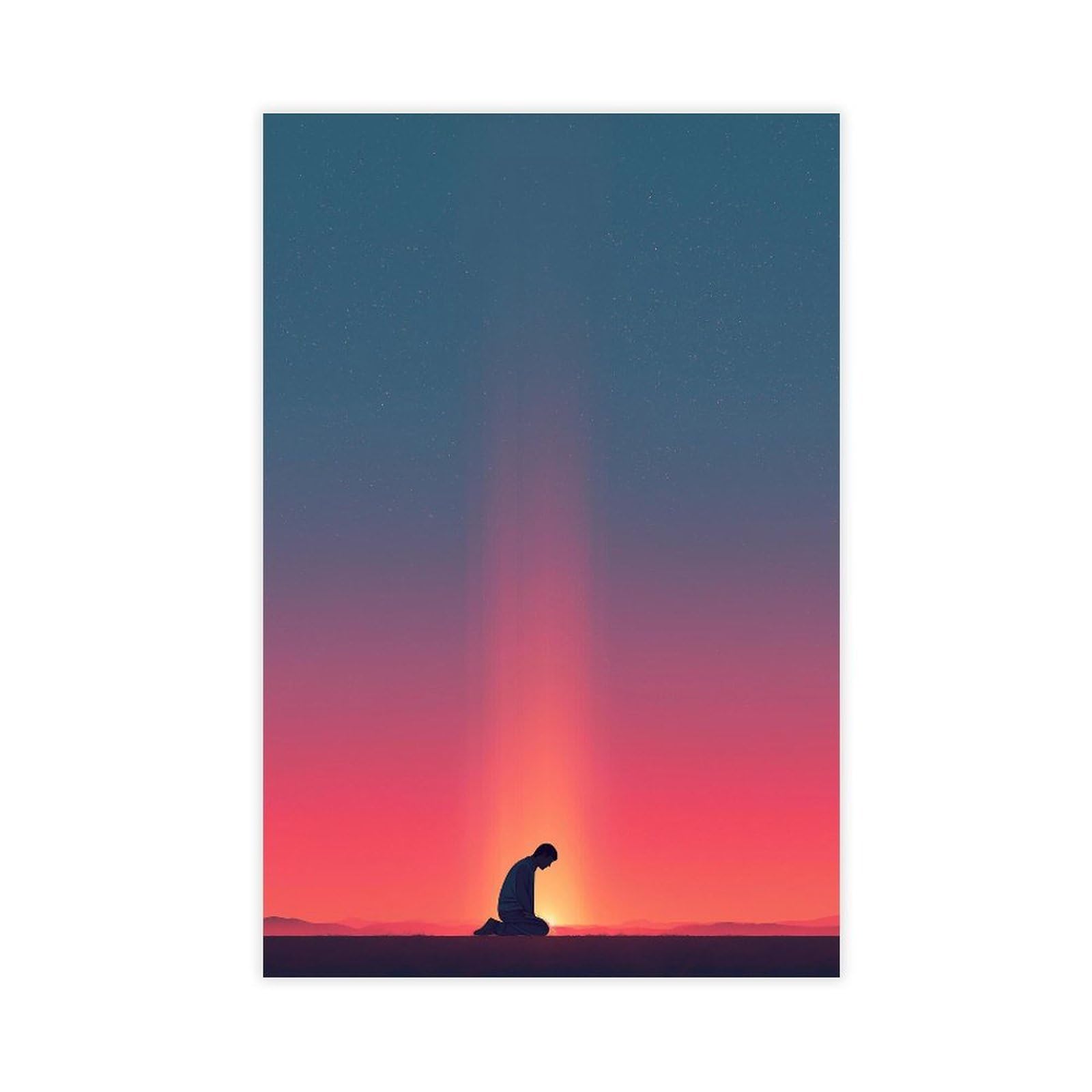YWTJAX Prayer Silhouette Poster Canvas Poster for Dorm Room Decor Gift
