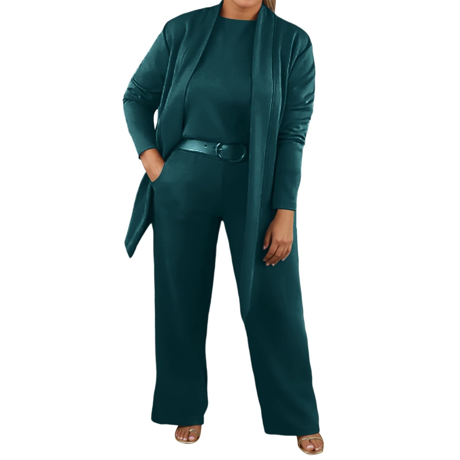 Ensemble Pantalon Femme 2 Pièces Décontracté Estival Col V Pantalon Large Taille Haute Cocktail Coton Sortie Classique Tenue Femme A133