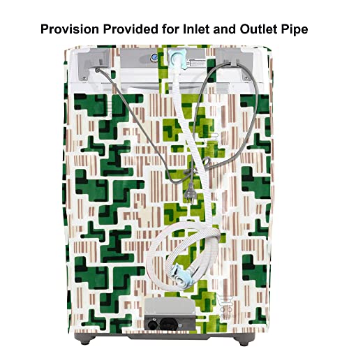 Image of Washing Machine Cover for Top Load 5kg to 7.5kg | Light Weight Dustproof Polyester Cover with Zip Enclosure | Fully Automatic Washer Protector Indoor Outdoor Use- Size 23x23x35 inch