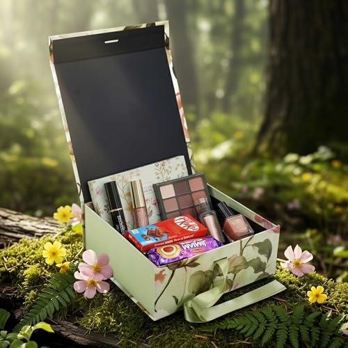 Image of RBS - MEDIUM Empty Gift Box 26x26x10cm Decorative Flower Gift Boxes for Presents (1 Pack) Box for Gift Packing Multipurpose Hamper Cardboard Box for Gift All Occasion (M-Eternal Blossom)