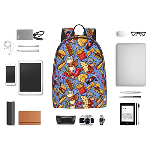 16 inch backpack Fast Food Hamburger Pizza Cola Laptop Backpack Full Print School Bookbag Shoulder Bag for Travel Daypack 5