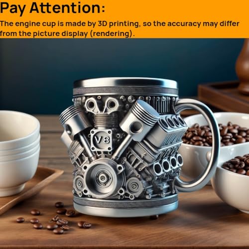 Image of V8 Engine Coffee Mug,Car Coffee Mug Personalized with Handle | Home Decor Gifts for Car Guy Lovers,Mechanics,Birthday, Christmas,Father's Day,Halloween, Thanksgiving
