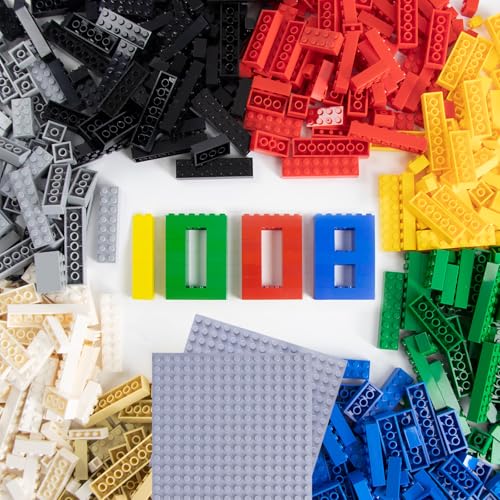 Cabeeskii Lot de 1008 blocs de construction - 7 dimensions - 8 couleurs - Compatible avec toutes les grandes marques - Briques multicolores - Pour enfants et amateurs de...
