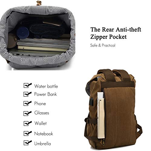 FANDARE Vintage Zaino Hiking Zainetto con USB