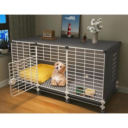 ドッグクレート 犬小屋 トレイ付き ペットクレート 家庭用 MumuElf 室内犬用 オールインワン 大容量 お手入れ簡単 組立簡単 中型犬 小型犬用クレート 屋内外使用可能 (109*37*57CM(プーリー))