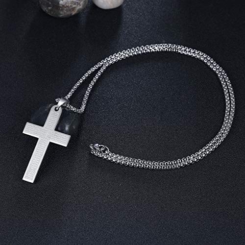Rehoboth Men's Nail Lord's Prayer Cross Pendant Necklace for Men Women Stainless Steel Chain 24"3