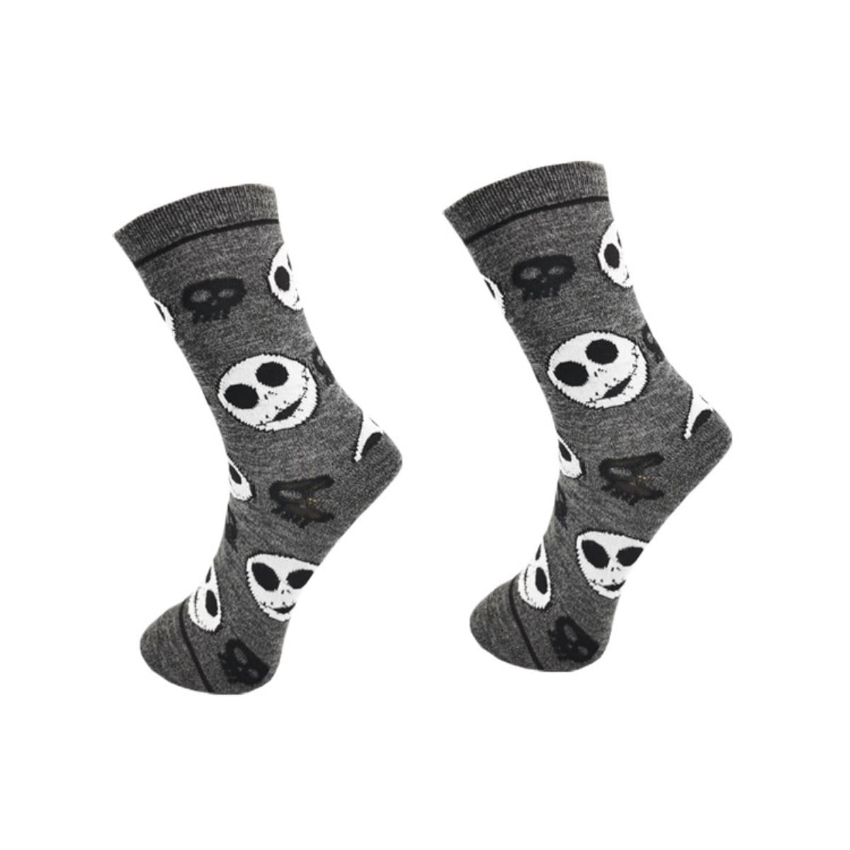 Ro Rox Unisex Grey Gothic Socks Skeleton Skull Bat Pumpkin Voodoo Halloween One Size