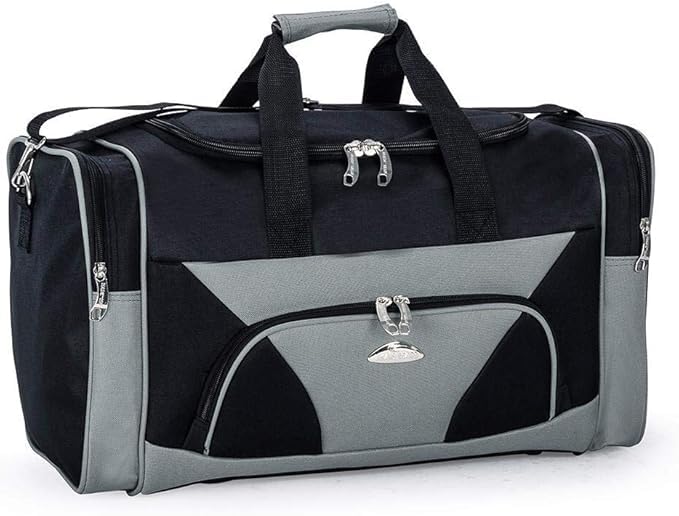Urban London Sports Gym Bag Duffel Bag – Lightweight, Durable Outdoor Luggage Duffle Bag Holdall for Gym Climbing Sports Travel Crossfit (Balck & Grey, Cabin Size 20 Inch)