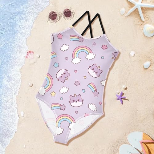 Girls one Piece Swimsuit Summer UPF 50+ Quick Dry Beach Bathing Suit with Straps Swimwear 3-10 Years2