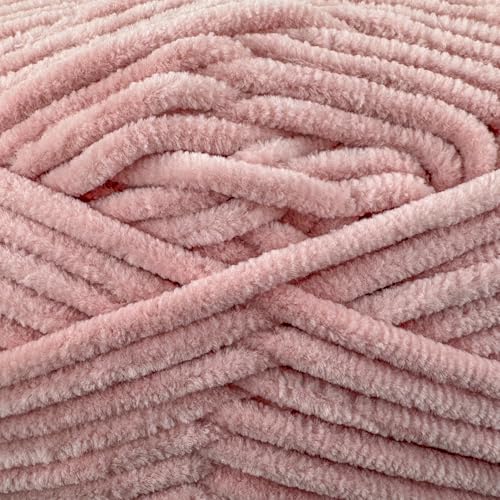 Image of Cuddly Velvet Chenille Yarn, Super Soft Fluffy Bulky for Knitting Crocheting Blanket Amigurumi, Durable for Shedding, 100 Gram (3.53 Ounces) 109 Yards (100 Meters) (Misty Rose) (3 Skeins)