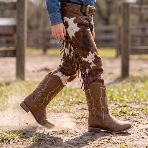 Image of Motasha Girls Cowgirl Boots Unisex-Child Mid Calf Glitter Toddler Cowboy Boot Little Big Kids Western Riding Shoes