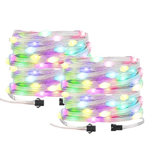 BTF-LIGHTING WS2812B IC RGB Pebble Pixel Seed String Roll Individual Addressable Chasing Color Smart Fairy String Light PVC Wire 2X32.8FT 200LED DC5V for Christmas Decor(No Adapter or Controller)
