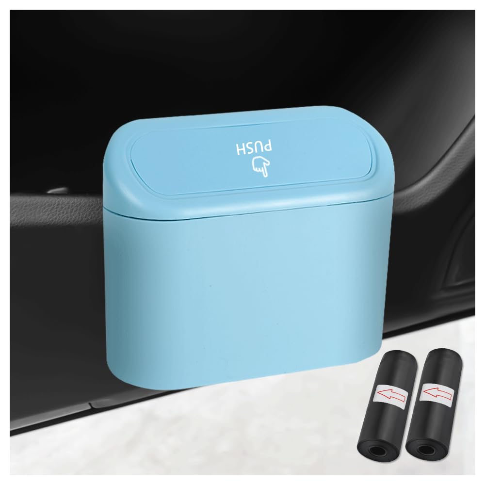 GTLM Car Trash Can with Lid,Seals Well Car Trash Bin Car Organizers Storage for Car Seat,Center Armrest Box,Universal Car Garbage Can Car Interior Accessories for Truck SUV RV (Blue)