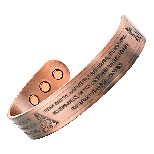 Willis Judd The Hail Mary Prayer Cross Men's Pure Copper Magnetic Bracelet Bangle #TOP1