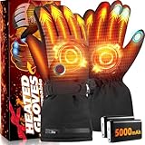 Heated Gloves for Men Women - Rechargeable 5V 5000mAh Battery Heated Gloves, Upgrade Electric Heating Gloves with Touchscreen & 3 Heating Levels for Winter Outdoor Work Skiing Hiking Camping