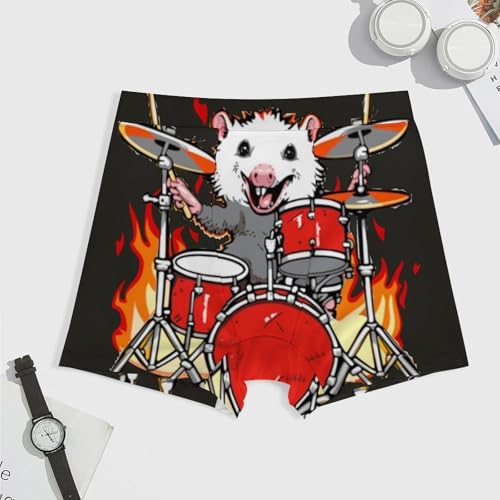 Opossum Playing Drums Men's Boxer Brief Boxer Shorts Print Underwear Stretch Boxer Trunk Soft3