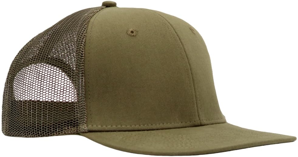 Image of Flat Bill Snapback Mesh Hats | Fits OSFM & XXL Big Head | Blank Solid Color Adjustable Trucker Hat for Men