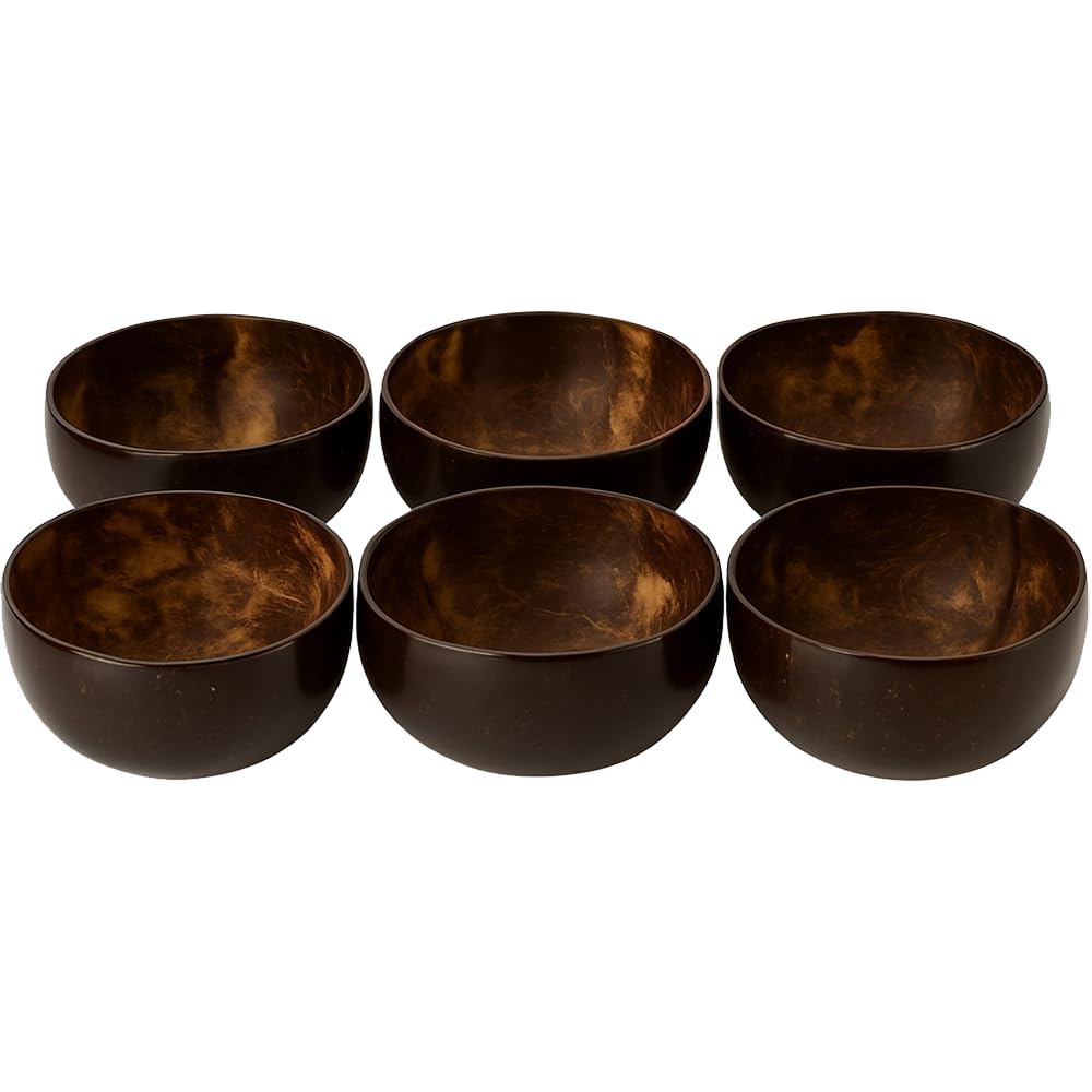 VIE Coconut Bowl, Large, 13-15cm Diameter, Set of 6