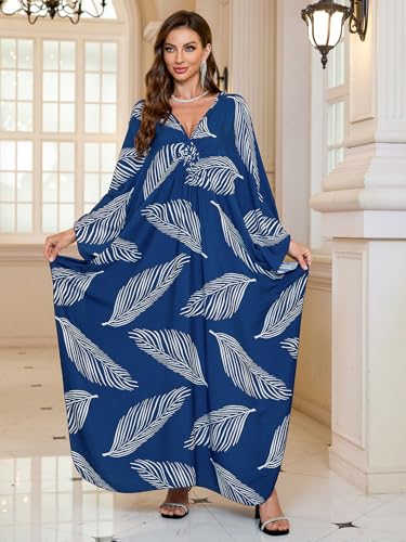 Image of KEYLORTING Plus Size Kaftan Dress Women, African Moo Moo Print Caftan, Batwing Dress, Beach Cover Up for Party and Loungewear