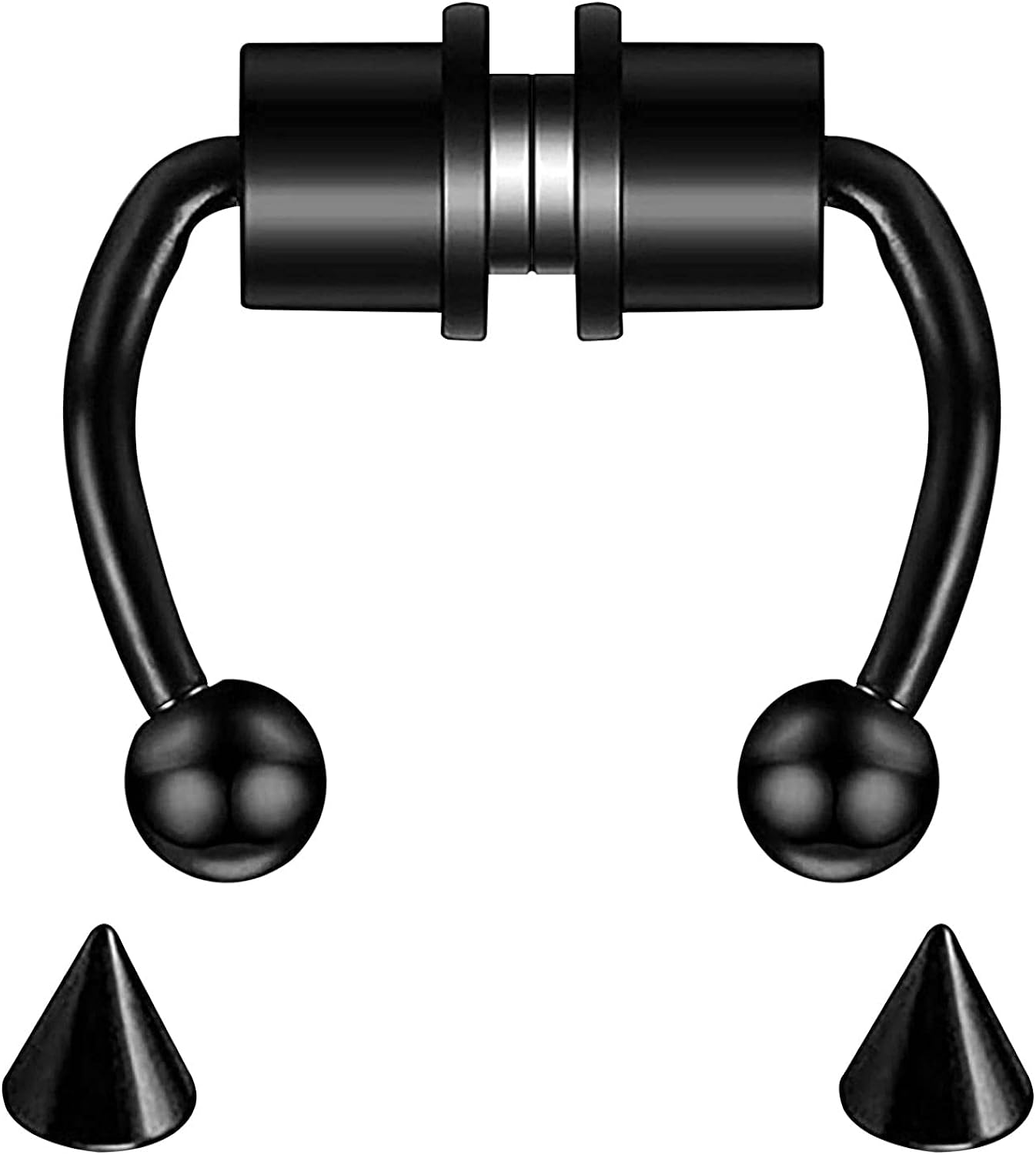 ZEINZE 1/2/3/4/5/6/12 PCS Magnetic Septum Nose Ring Horseshoe Magnetic Septum Non Piercing Stainless Steel Fake Nose Ring, Clip On Nose Hoop Rings Punk Style Gifts Jewelry for Women Men