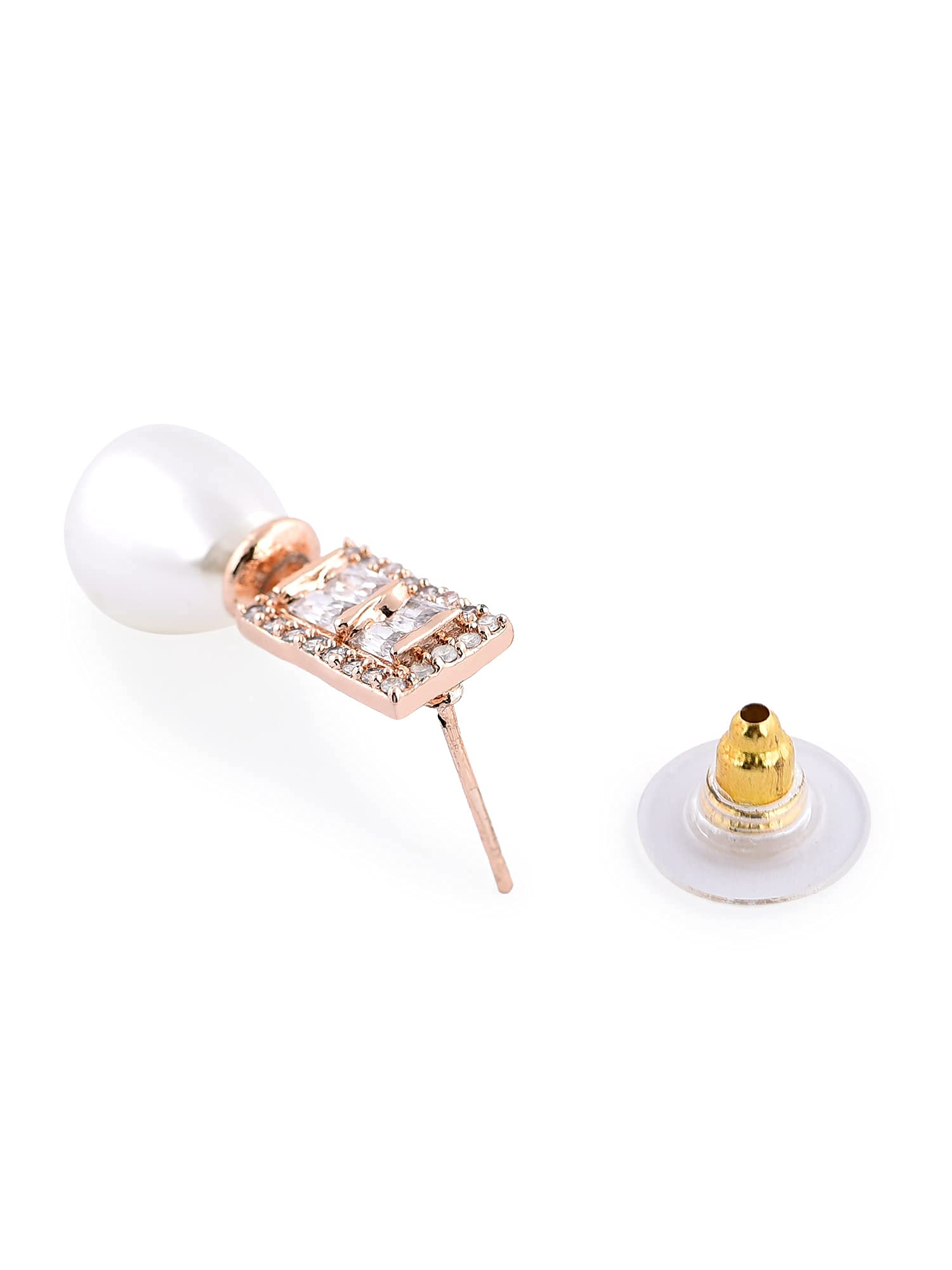 Women's Contemporary Cubic Zirconia & Brass Stud Earrings