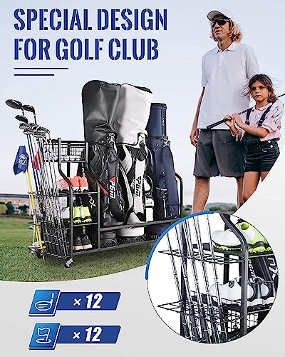 Image of Mythinglogic Golf Storage Garage Organizer, Golf Bag Storage Stand, Sports Equipment Garage Organizer,Garage Ball Storage for Sports Gear and Toys