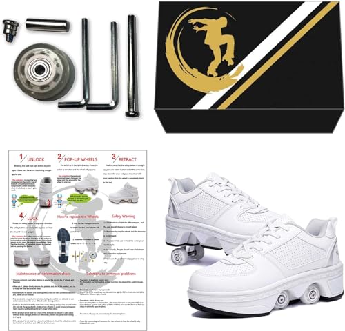 Wedsf 110-042-387 Double-Row Deform Wheel Automatic Walking Shoes Invisible Deformation Roller Skate 2 In 1 Removable Pulley Skates Skating Parkour thumb #4