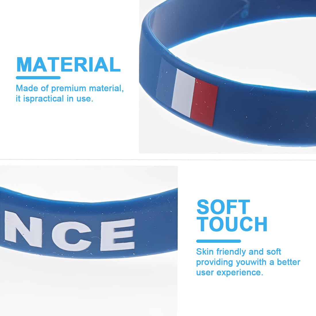 6 Pièces Français Flag Silicone Wristbands Wrist Bands, Bracelet Cadeaux De Fête, Pour Drapeau Français Inspirant Pièce Maîtresse De Chariot Drapeau, Monde Football Chaîne À Main Décorations(B)
