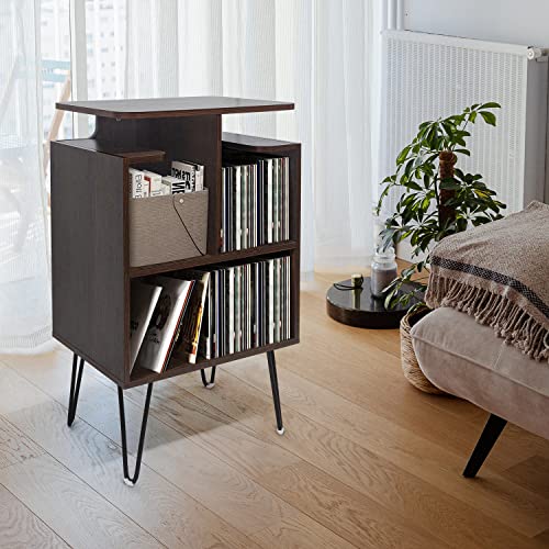 Nisorpa Support de tourne-disque en MDF pour disque vinyle – Table de rangement en noyer avec pieds en épingle à cheveux… - Les Beatles, Paul McCartney, John Lennon, RIngo Starr, George Harrison Nisorpa Support de tourne-disque en MDF pour disque vinyle - Table de rangement en noyer avec pieds en épingle à cheveux… – Image 6