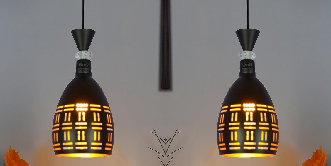 GreyWings Metal Long Cuting Hanging Light Ceiling Pendant Lamp, Black, Pack of 2 (B0CGVKP3G7) Amazon Price History, Amazon Price Tracker