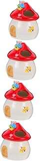 BESTOYARD 4 Pçs Hamster Cerâmica Ninho Coelho Suprimentos Hamster Comida Tigela Critter Casa De Banho Gerbil Comida Chinchila Comida Furão Cogumelo Acessórios Rato Escondendo Casa Cerâmica
