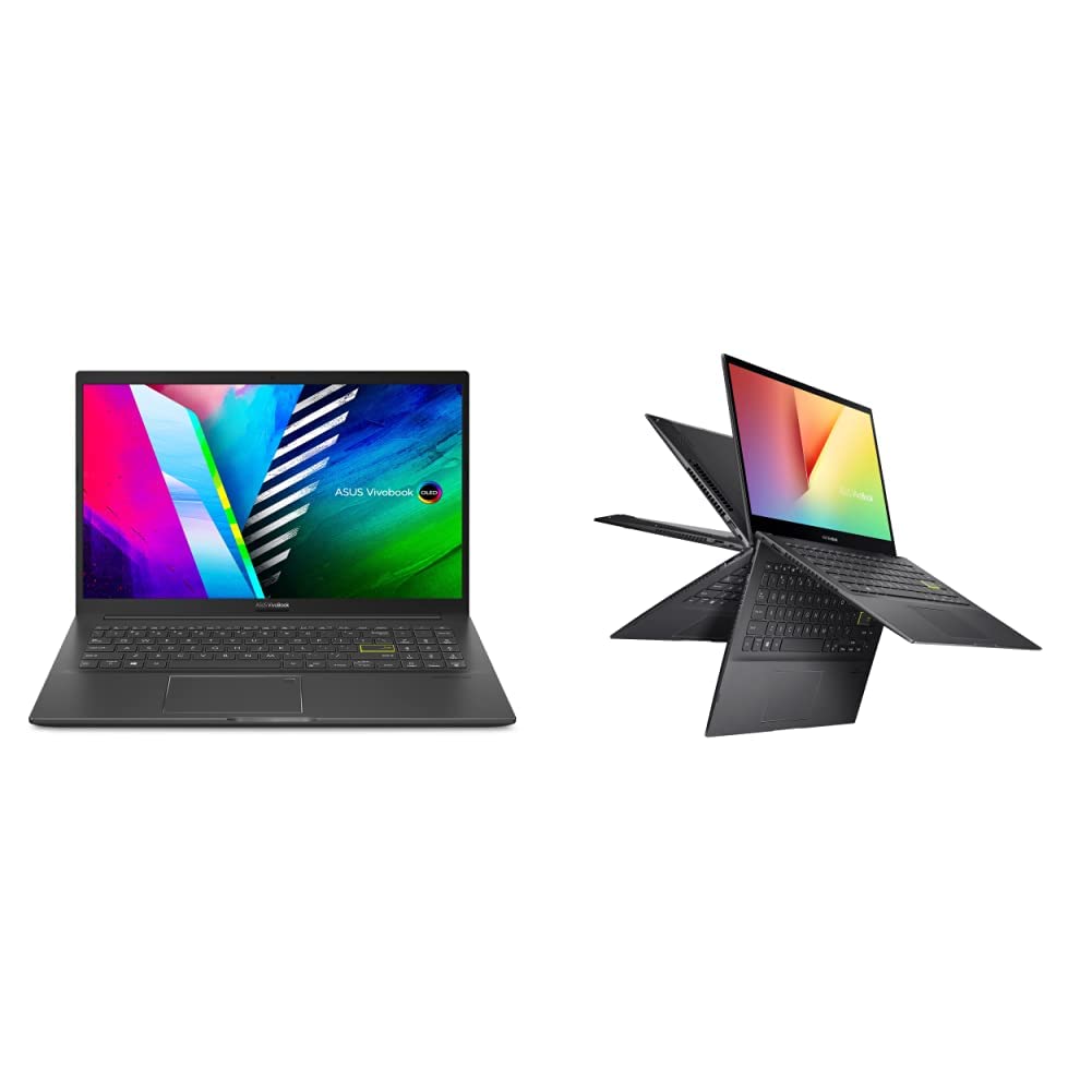 ASUS VivoBook 15 OLED K513 Thin & Light Laptop, 15.6 OLED Display, Intel i5-1135G7 CPU, K513EA-AB54 & VivoBook Flip 14 Thin and Light 2-in-1 Laptop, 14” FHD Touch, 11th Gen Intel Core i3-1115G