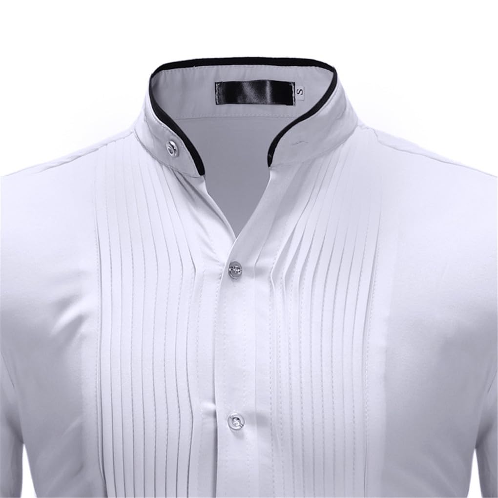 Dninmim Camicie formali da uomo, camicie bianche slim fit a maniche lunghe, top da lavoro aziendali