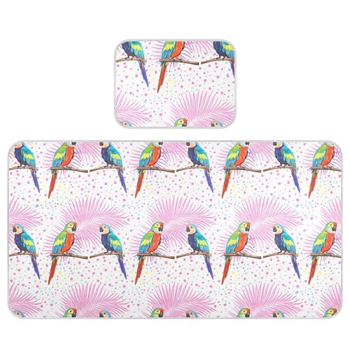 Takiito Tropical Parrots Baby Cooling Mattress Pad, Soft & Breathable Cooling Mat Keep Baby Cool in Summer 28x52 in, Nursery Essential