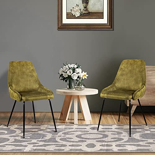 GIA-Home-Furniture-Series-Mid-Century-Modern-Side-Chair-with-Forest-Green-Velvet-Upholstery-Set-of-2-Black