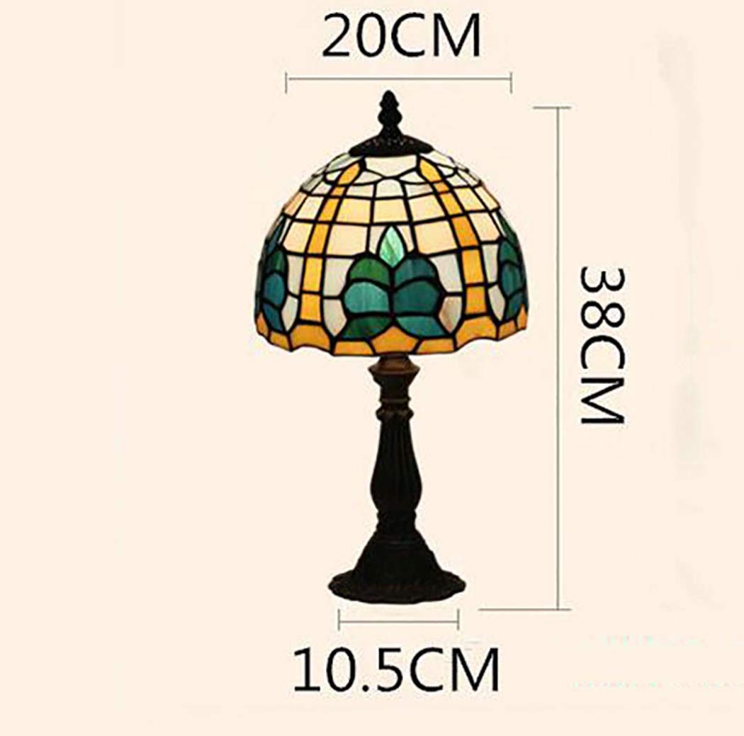 8-calowe lampy stołowe w stylu Retro Art Stained Glass'ego witrażowe lampy niebiesko-białe, ręcznie robione lampki nocne, lampy dzienne